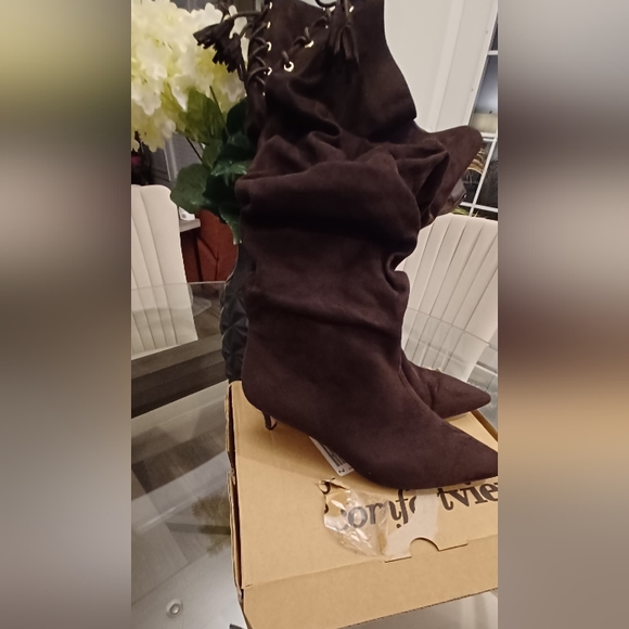 ROAMANS Brown kitten Slouch suede kitten boots... Sz 11W.(true-widecalf) - Picture 3 of 6